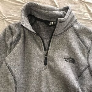 Grey & white fleece The North Face pullover jacket